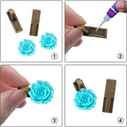 80pcs Glue on Bails Mixed Pendant Bails Glass Cabochon Tiles Pendants for Jewelry Making Necklace,20 Styles