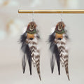 Bohemian Long Feather Earrings for Women Handmade Tassel Dangle Earrings Handmade Feathers Statement Dangling Earring Hooks for Women Ladies Wedding Party Jewelry Gifts