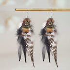 Bohemian Long Feather Earrings for Women Handmade Tassel Dangle Earrings Handmade Feathers Statement Dangling Earring Hooks for Women Ladies Wedding Party Jewelry Gifts