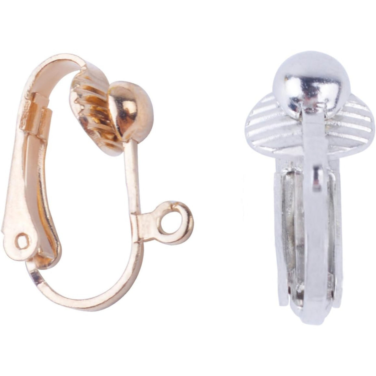 BronaGrand 20pcs Clip-on Earring Converter with Easy Open Loop (Gold and Silver)