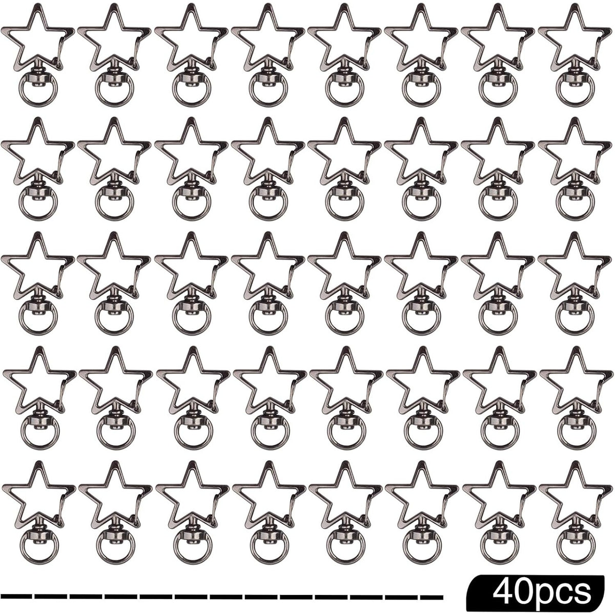 40pcs Star Shape Keychain Clips Metal Zinc Alloy Swivel Lobster Claw Clasp Trigger Spring Buckles Snap Hooks for DIY Keyrings Bags Handbags Lanyards Accessories, Gun Black