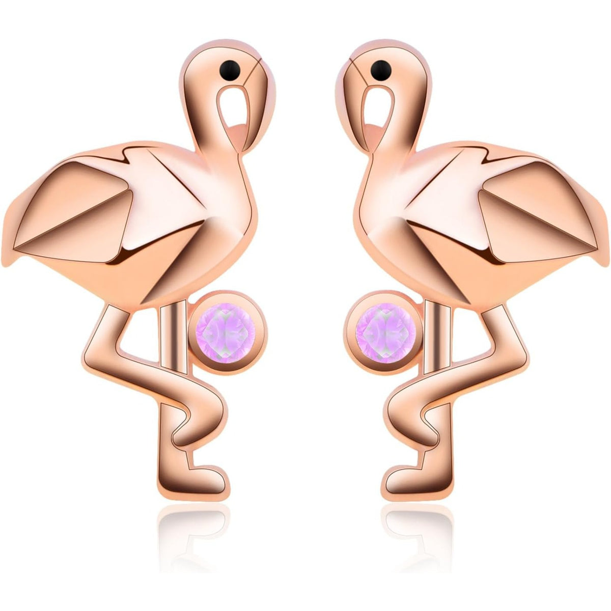 S925 Sterling Silver Flamingo Stud Earrings Large Waterfowl Tropical Bird Flamingo Earring Posts Hawaiian Summer Beach Gifts with Screw Ear Backs for Women