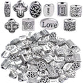 100g (About 70-120pcs) Antique Silver Spacer Beads Mixed Small Tibetan Loose Beads for Bracelet Necklace Jewelry Making,5-12mm