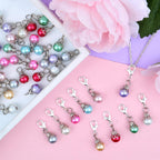 50pcs Muti-Color Clip-On Pearl Dangle Pendants Silver Flower Bead Cap Drops with 50pcs Lobster Clasps Accessory fit Floating Locket Charms Necklace Jewelry Making