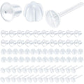 600pcs Plastic Earring Posts Studs Clear Invisible Earring Pins with 600pcs Silicone Earring Safety Backs Stoppers for DIY Jewelry Making Crafting Findings