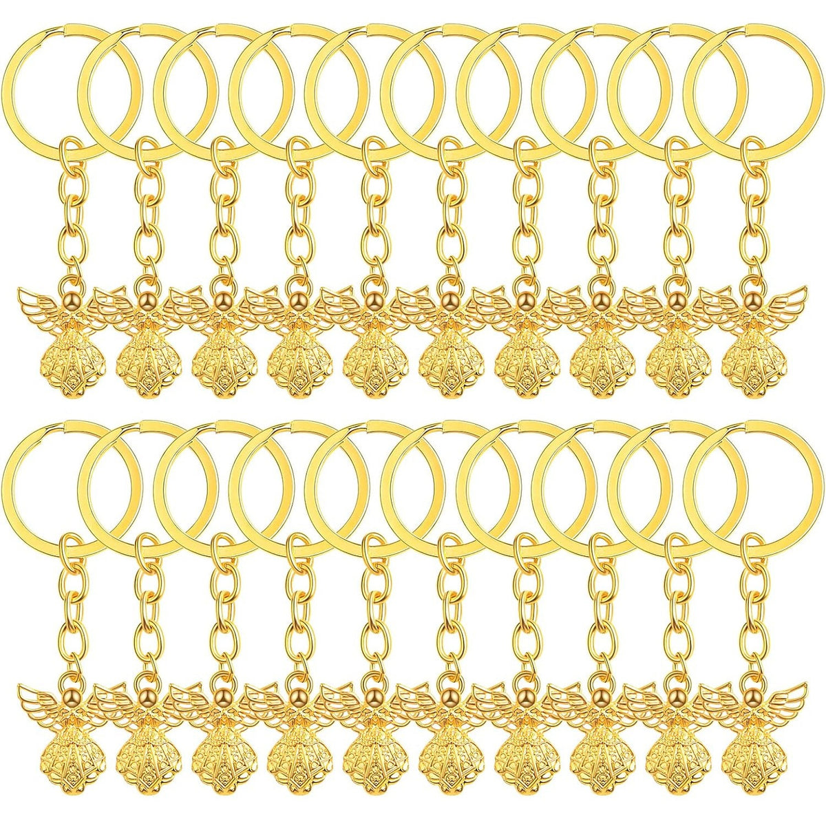 20 Pieces Metal Guardian Angel Keychain Charms Vintage Angel Pendant Keyring Key Chains for DIY Arts Crafts Wedding Party Favor Gifts, 2 Colors