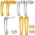 20pcs Stainless Steel Earring Hooks Findings Ear Piercing Studs Earring Bars with Loop and 20pcs Soft Earring Backs for Jewelry Making,Gold and Silver