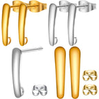 20pcs Stainless Steel Earring Hooks Findings Ear Piercing Studs Earring Bars with Loop and 20pcs Soft Earring Backs for Jewelry Making,Gold and Silver