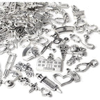 100g Crafts Supplies Antique Silver Medical Charms Alloy Hospital Charms Stethoscope Syringe Nurse Cap Hat Microscope Charm Pendants for Bracelet Necklace DIY Jewelry Making