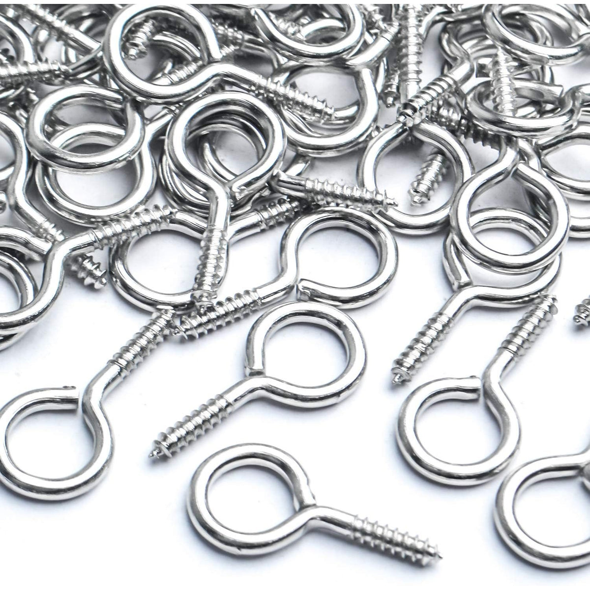 Eye Screw Hooks,100pcs 19x10mm Screw in Eye Hooks Self Tapping Eye Screws Thread Eyebolt for Crafting Jewelry Making Hanging Small Items