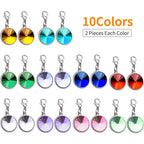 Clip on Charms,20 Pieces Flat Birthstone Crystal Dangle Charms Color Glass Pendants with Lobster Claw Clasp for Jewellery Making, 10 Colors
