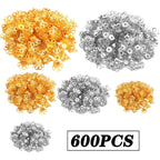 600pcs 3 Sizes Flower Bead Caps, 2 Colors, Elegant DIY Jewelry Making, Female Birthday Occasion