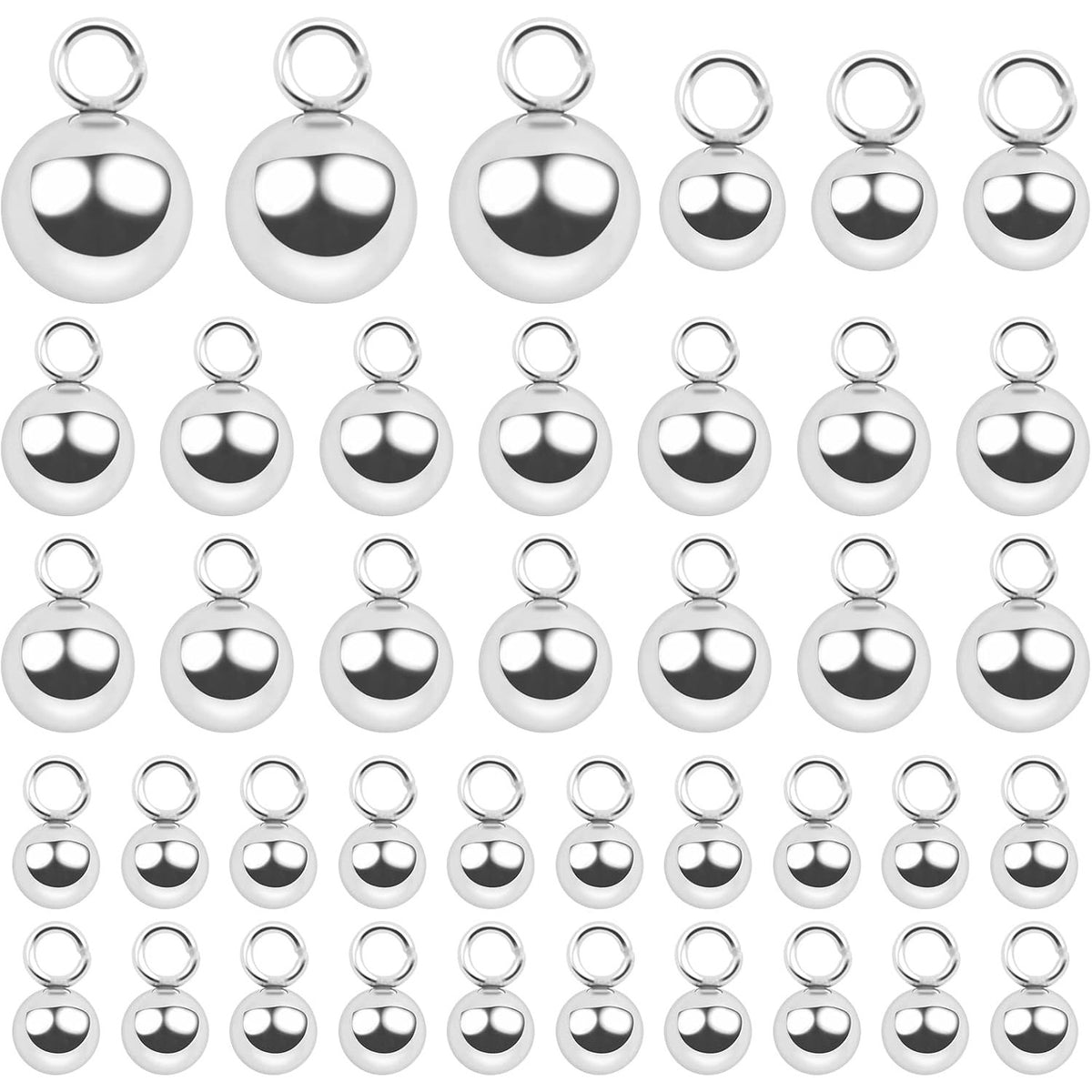 100pcs 4 mm / 6 mm Stainless Steel Smooth Seamless Solid Bead Balls Rust-Proof Round Spacer Ball Beads with Loop Ring for DIY Dangle Earrings Jewelry Making Findings