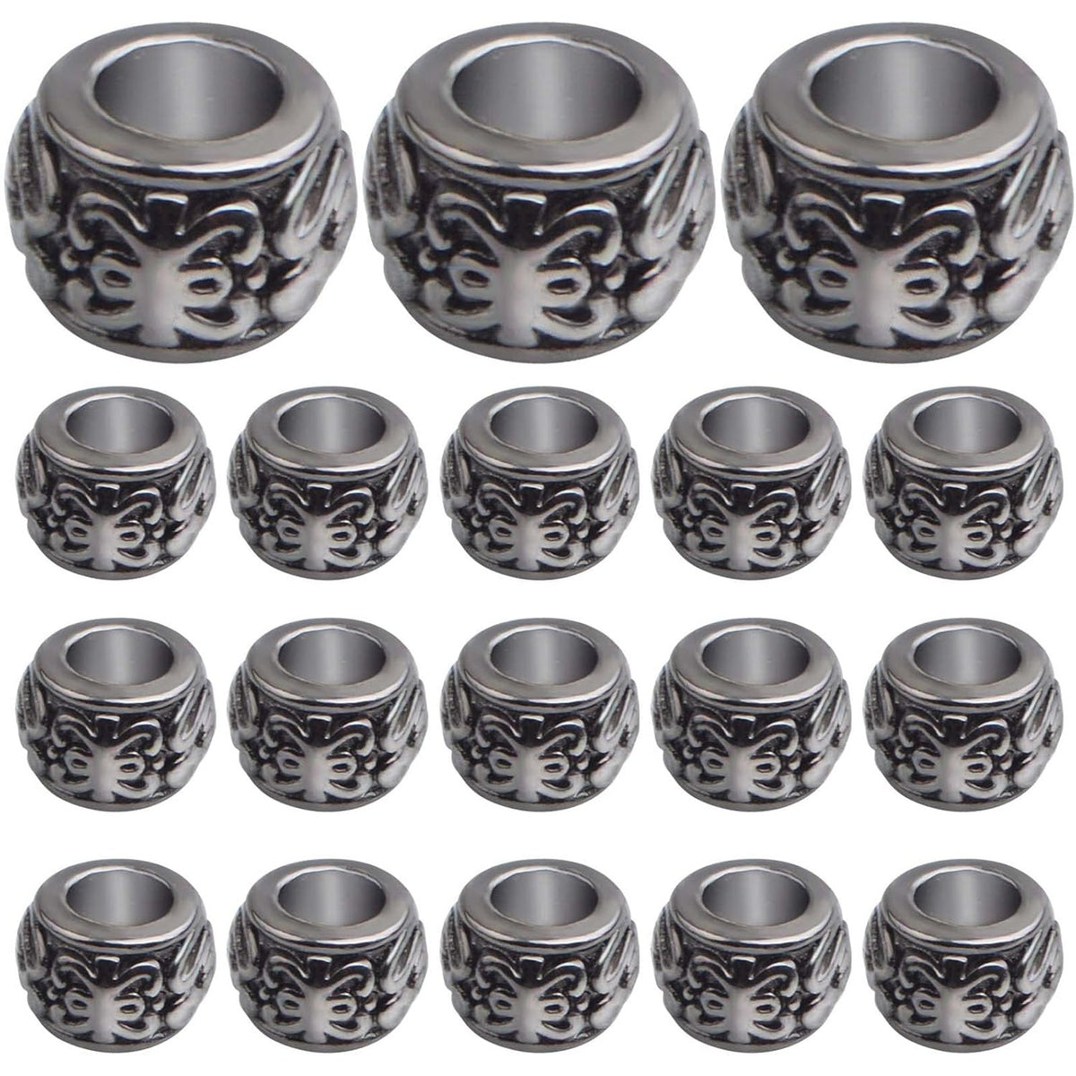 100 Pieces Gun Black Rondelle Spacer Beads - European Large Hole Tube Column Loose Charm Beads - Accessories for DIY Bracelet Necklace Earrings Jewelry Making