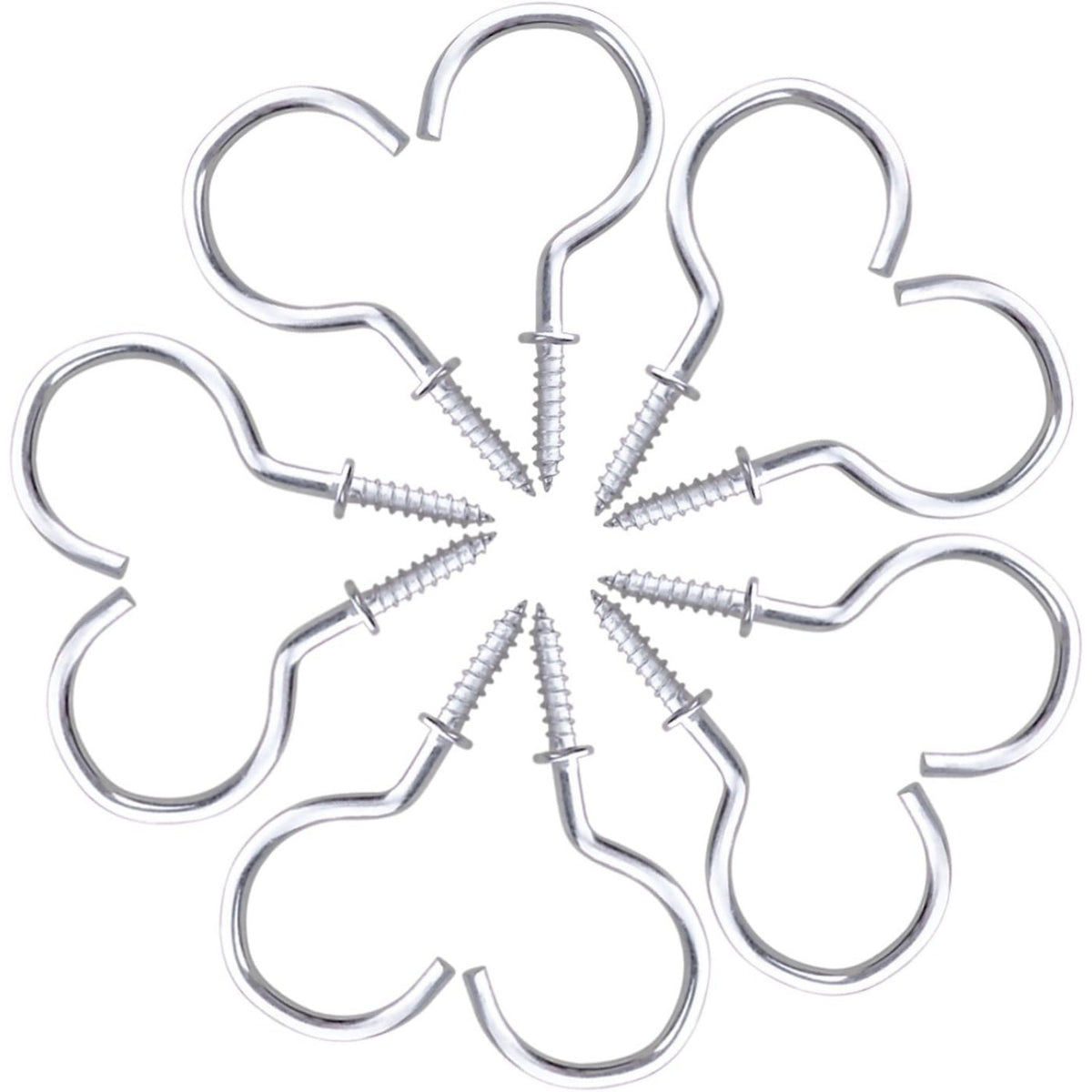20Pcs 2.8 inches Silver Metal Cup Hooks Round End Ceiling Wall Hooks for Hanging Plants, Lights, Curtains, Kitchen Towels