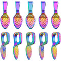 20 Pieces Spoon Glue on Bails Pendants Oval Shape Shiny Earring Bails Pendants Charms for DIY Glass Tiles Bracelet Jewelry Making Supplies, Rainbow Color