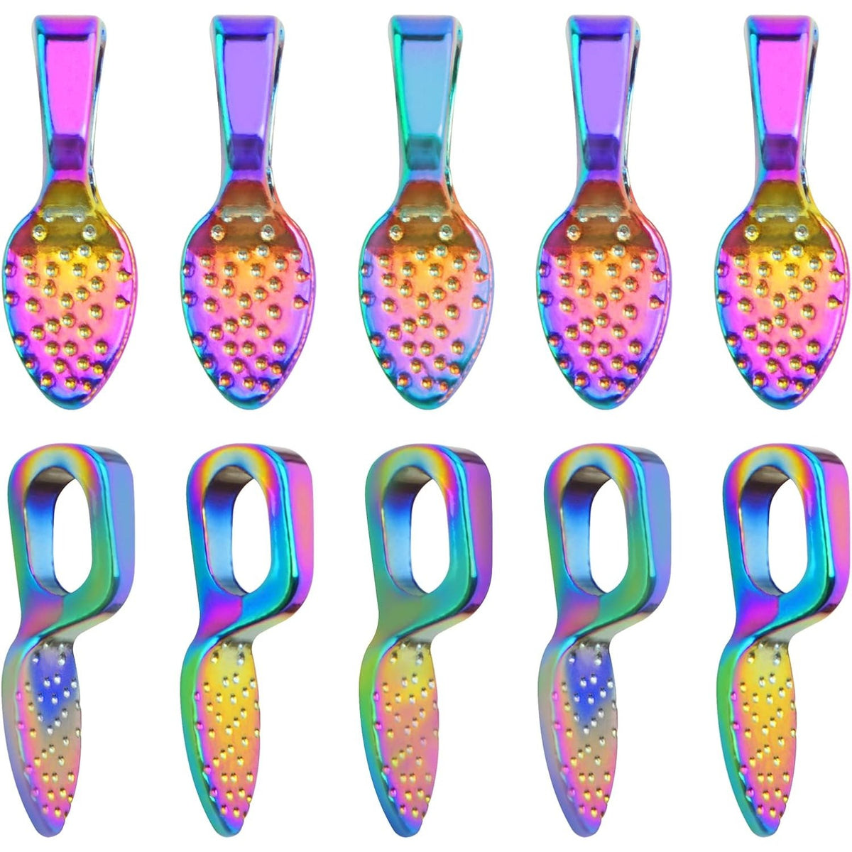 20 Pieces Spoon Glue on Bails Pendants Oval Shape Shiny Earring Bails Pendants Charms for DIY Glass Tiles Bracelet Jewelry Making Supplies, Rainbow Color
