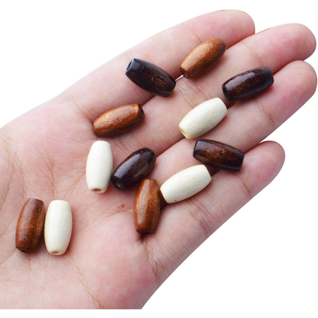 Oval Wood Beads,120pcs Natural Wooden Beads Hair Wood Beads Wooden Loose Bead Spacers for Jewelry Making DIY Bracelet Necklace Hair Crafts,3 Colors