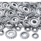 200pcs Tibetan Antique Silver Alloy Spacer Bead Spacer Beads Charms Round Spacers Beads Jewelry Spacers with A Box for DIY Jewelry Crafts Making,Gear Shape