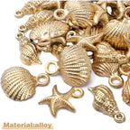 60pcs Gold Plated Shell Starfish Conch Charms Alloy Ocean Theme Pendants Sea Animals Dangle Charms for DIY Earrings Necklace Bracelet Crafts Jewelry Making Accessories