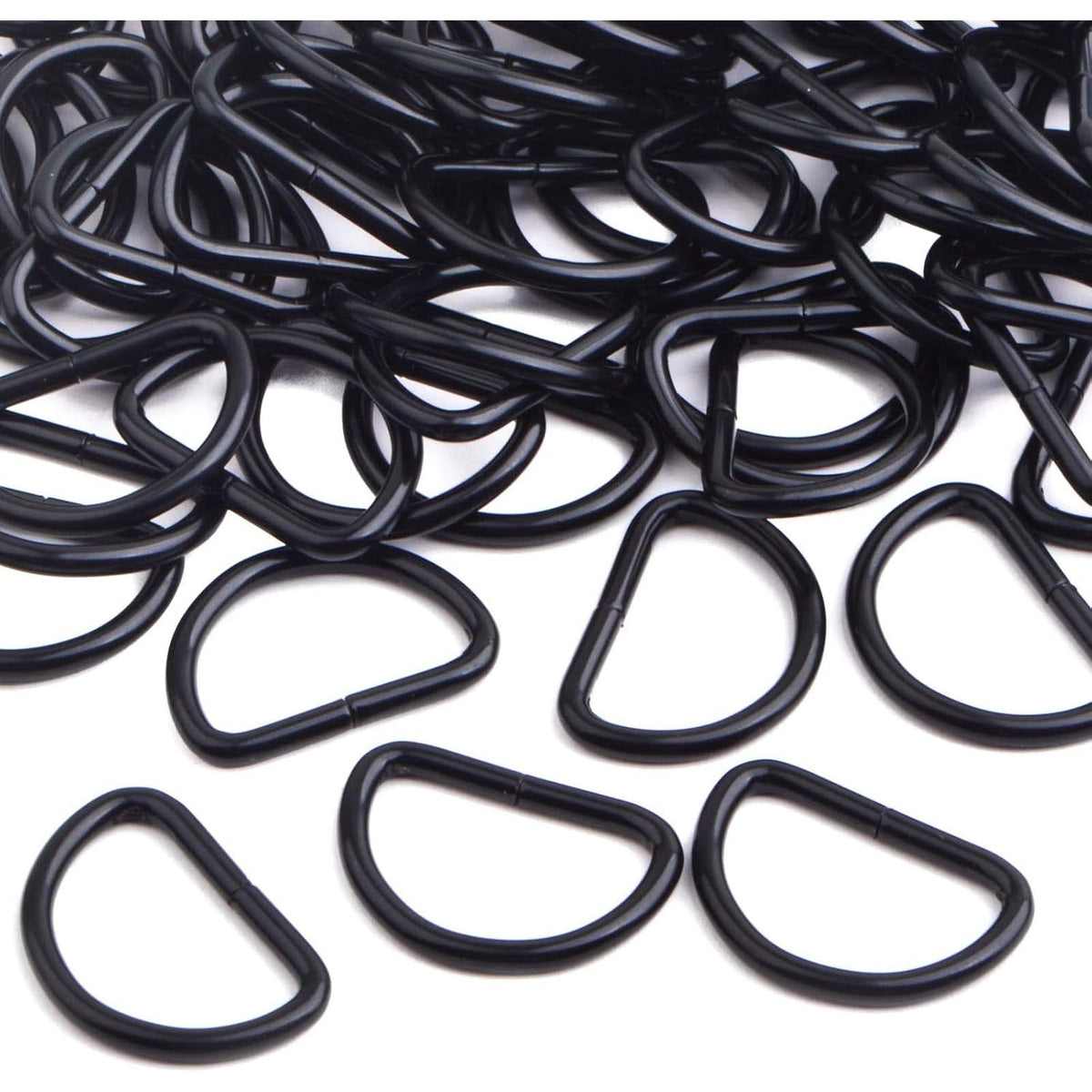 100pcs Heavy Duty Semi-Circular D Rings Multi-functional Half Round D-shaped Rings Buckle DIY Accessories for Hardware Bags Backpack Belt Clothing Sewing, Black
