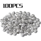 100pcs Tibetan Antique Silver Large Hole Spacer Beads Alloy European Rondelle Beads Spacers Loose Spacers Jewelry Bead Charms for DIY Jewelry Crafts Making(8×6mm, Hole:4.5mm)