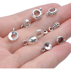 100g (About 100-150pcs) Tibetan Silver Bail Beads Jewelry Connector Bails Beads for Necklace Bracelet Jewelry Making,5 Styles