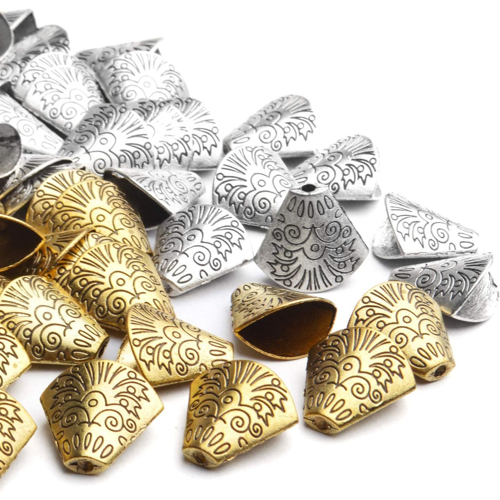 Bead Caps Making, 100pcs Tibetan Style Trumpet Bead Caps Antique Bead Cone Caps Alloy Bead End Caps Tassel End Cap for Bracelet Necklace Earring Jewelry Making Crafts