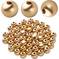 50pcs 8mm Gold Spacers Beads Brass Round Spacer Beads Ball Beads Rondelle Bead Spacer Loose Beads Craft Supplies for DIY Jewelry Bracelet Making