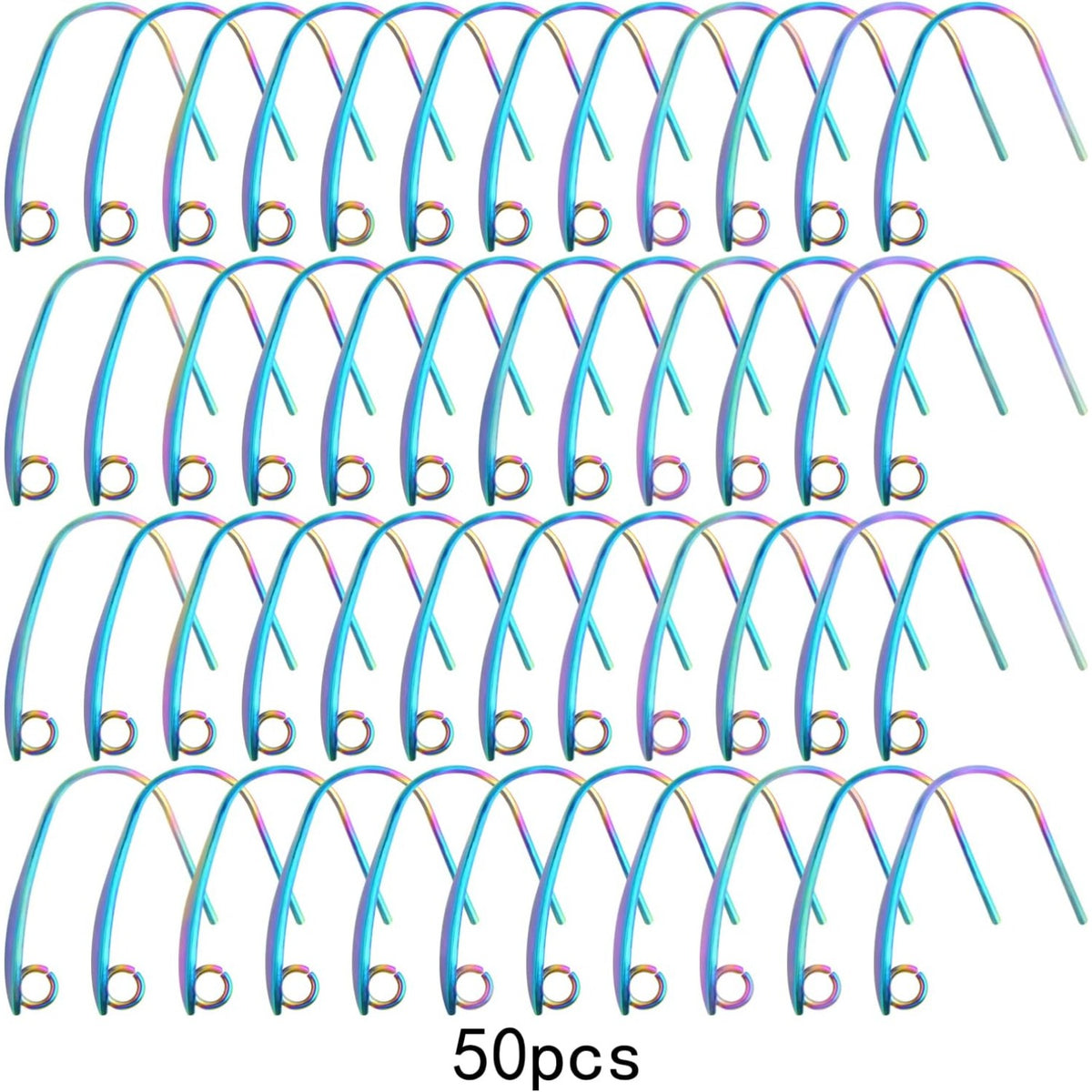 50pcs Stainless Steel Earring Hooks Hypoallergenic V Shape Ear Wires Hooks with Loop Earring Components for DIY Dangle Jewelry Making Findings, Rainbow Color