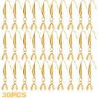 30pcs Gold Plated Stainless Steel Earring Hooks Hypoallergenic Ear Wire Buckle Fish Hooks with Pendant Clasp for DIY Dangle Earrings Jewelry Making Wedding Christmas Party Favor