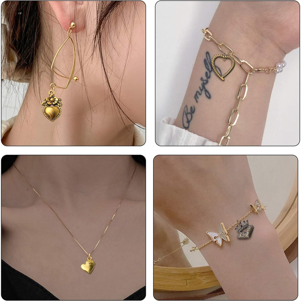 100g Heart Shape Charm Alloy European Style Heart Love Charms Jewelry Charms Pendant for DIY Necklace Bracelet Jewelry Crafts Making Supplies