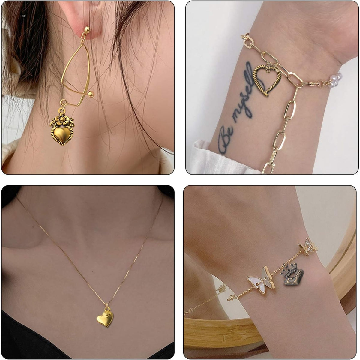 100g Heart Shape Charm Alloy European Style Heart Love Charms Jewelry Charms Pendant for DIY Necklace Bracelet Jewelry Crafts Making Supplies