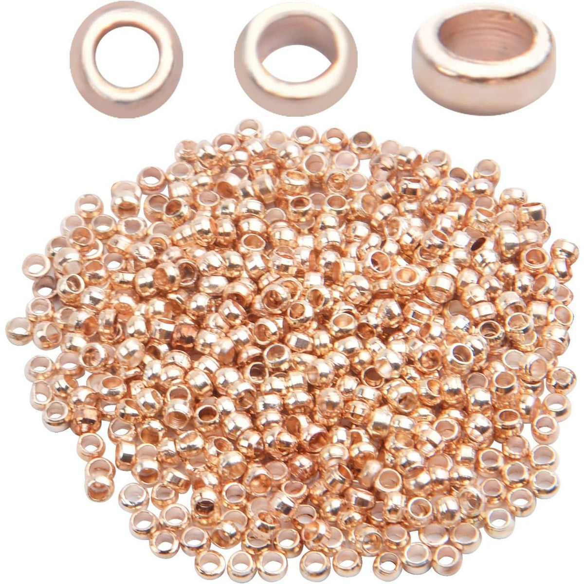 1000pcs Crimp Beads Positioning Beads Mini Spacer Beads for Jewelry Bracelet Making,Rose Gold