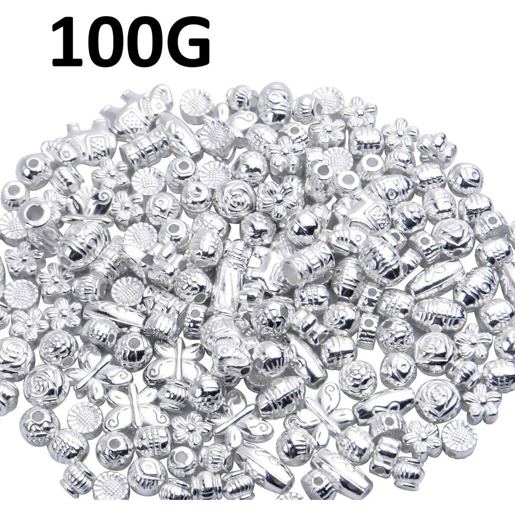 100 Gram(About 150-200pcs) Silver Spacer Beads Charm Bead Spacers Jewelry Findings Accessories for Bracelet Necklace Jewelry Making