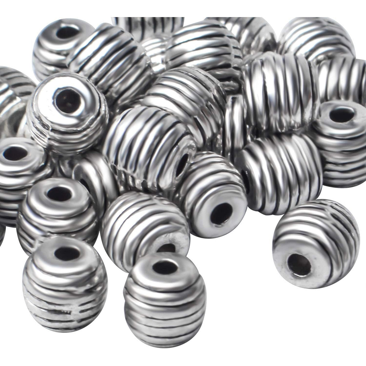 50pcs Tibetan Antique Silver Oval Shape Spacer Beads Column Spacer Bead Jewelry Spacers Charm Beads for DIY Bracelet Jewelry Making Crafts Supplies