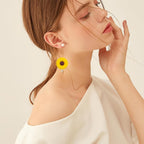15pcs 19.5 mm Daisy Flower Silicone Beads Soft Silicone Sunflower Shape Loose Spacer Beads for DIY Garland Keychains Lanyard Jewelry Making Craft Decor, Yellow Brown