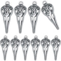 50pcs Antique Silver Skull Bird Head Charms Tibetan Style Alloy Raven Bird Skull Skeleton Pendant Charms for Halloween Witch Pagan DIY Jewelry Making