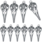 50pcs Antique Silver Skull Bird Head Charms Tibetan Style Alloy Raven Bird Skull Skeleton Pendant Charms for Halloween Witch Pagan DIY Jewelry Making