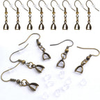 50pcs Antique Bronze French Earring Fish Hooks Hypoallergenic Brass Earwire Hooks with Pendant Clasps and 50pcs Clear Earring Safety Backs for DIY Earrings Making Findings
