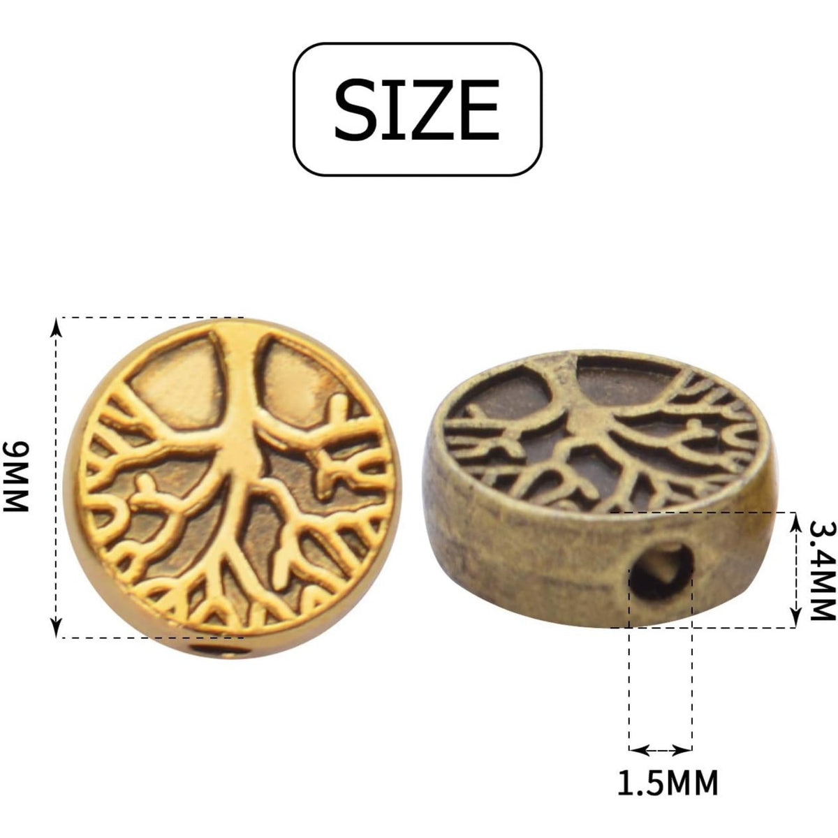 60pcs Antique Tree of Life Beads Mixed Loose Spacer Beads Metal Jewelry Findings for Making Necklace Bracelet Craft,3 Colors