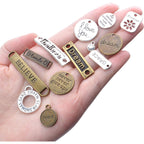 100g (About 30-45 Pieces) Mixed Inspiration Words Alloy Charms Antique Silver Pendant for Jewelry Making Crafting Necklace Bracelet DIY