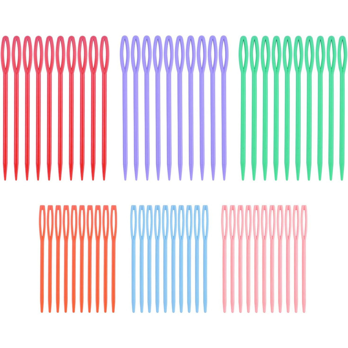 60pcs Colorful Large Eye Plastic Sewing Needles for Kid Weave Education