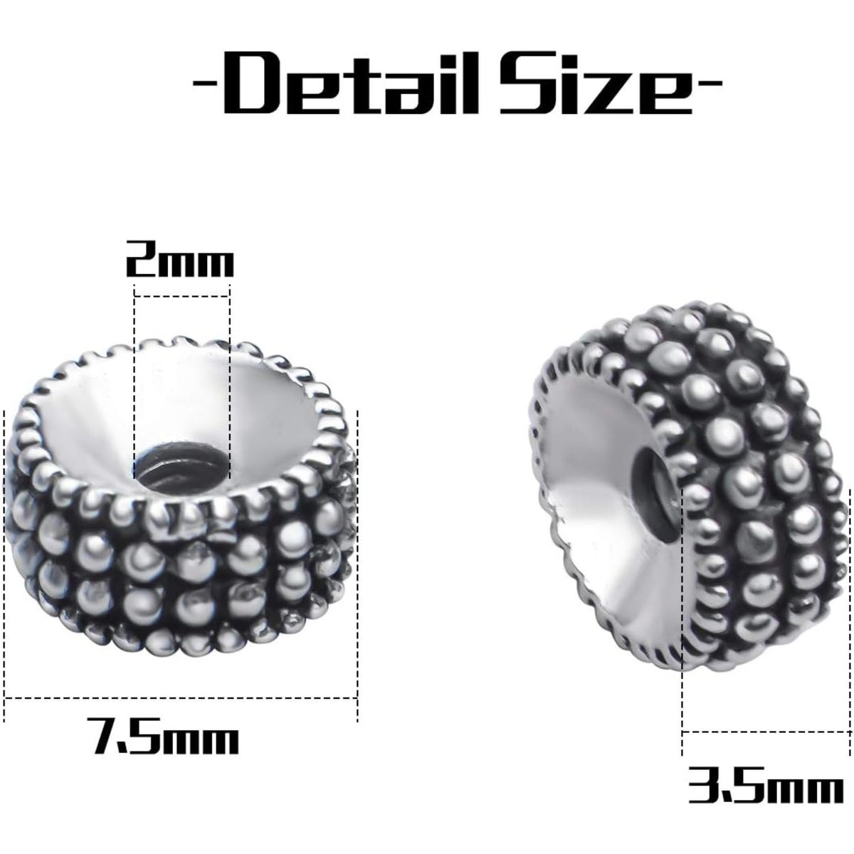 100pcs Silver Alloy Beads Loose Beads Rondelle Shiny Spacer Beads Tibetan Antique European Large Hole Spacers for Bracelet Necklace DIY Jewelry Making,7.5 * 3.5mm