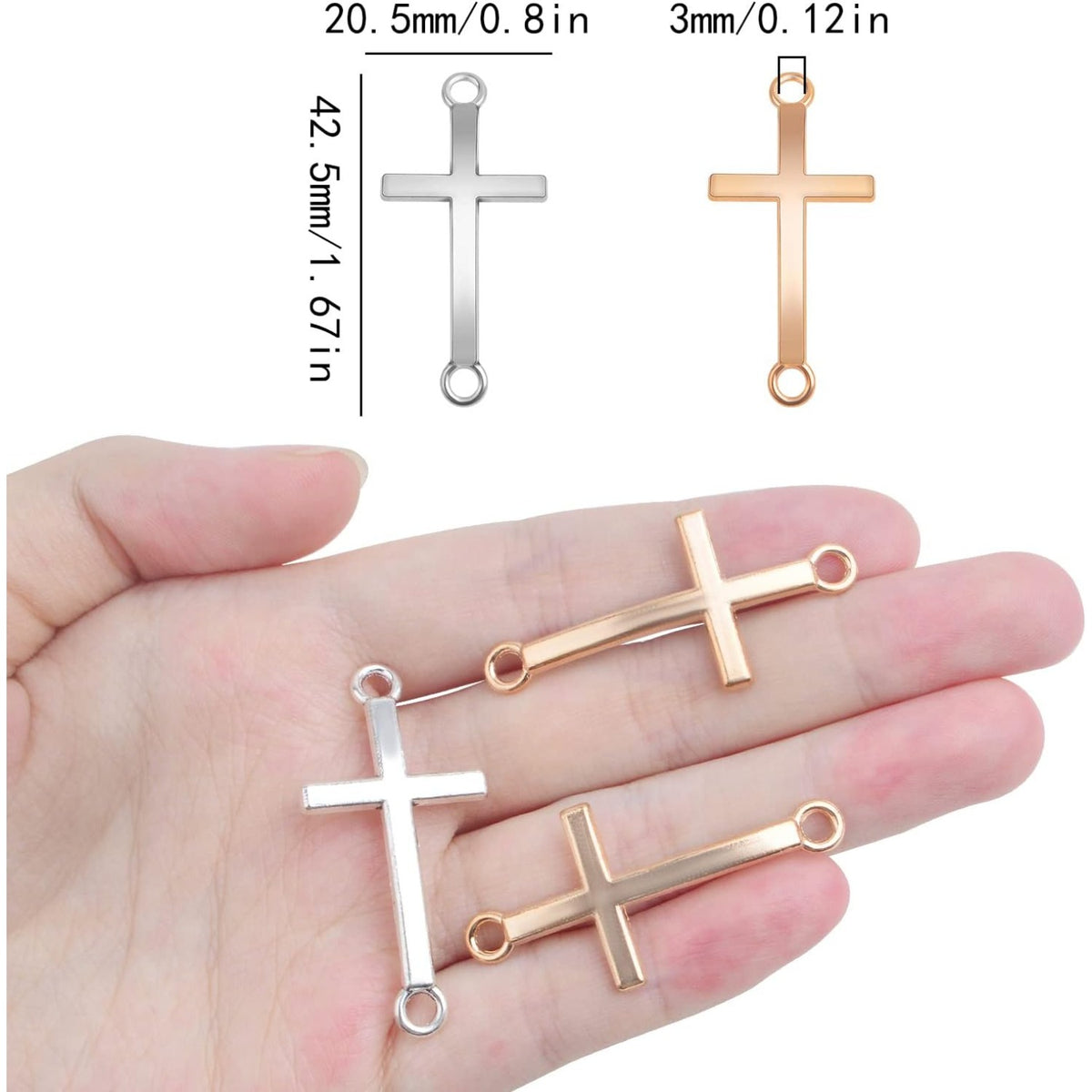 60 Pieces Cross Charms Connectors Alloy Double Loop Cross Links Crucifix Center Dangle Pendants for DIY Bracelet Necklace Jewelry Making Decoration Prayer, 2 Colors