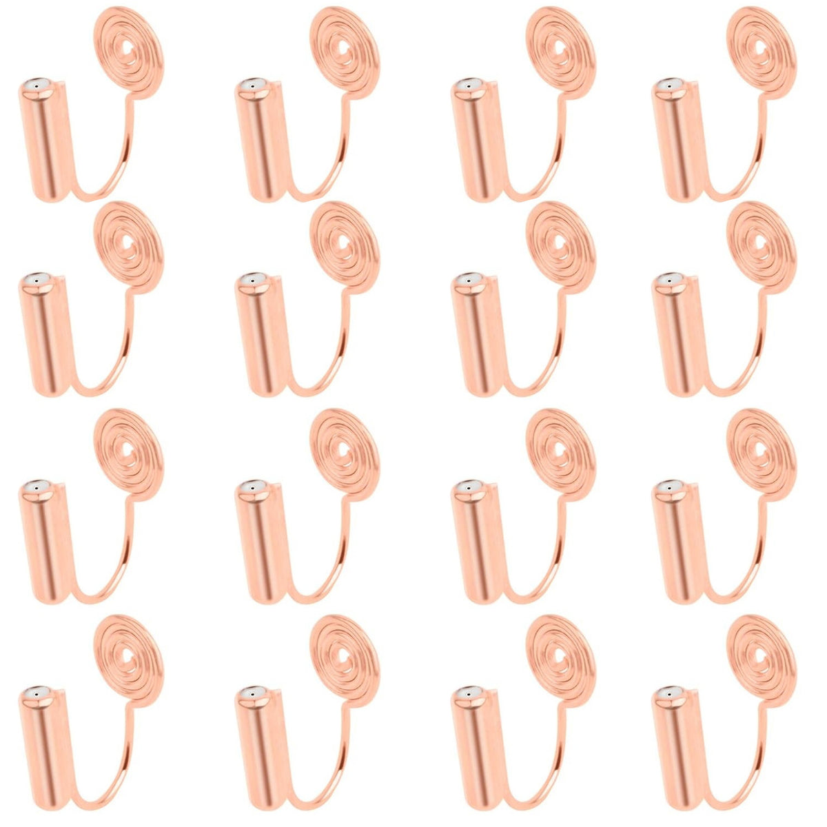 16pcs Mosquito Incense Shape Earring Clips with Post Brass Clip-on Earring Converters Components and 16pcs Painless Earring Pads for Non-Pierced Ears DIY Jewelry Making, 4 Colors