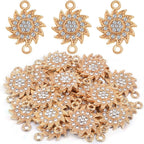 20pcs Flower Connector Charms with Shiny Rhinestone Alloy Flower Shape Pendants Double Loops Links for DIY Dangle Earrings Bracelets Jewelry Making Findings