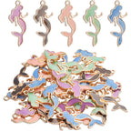 Enemal Mermaid Charms, 30pcs Gold Plated Oil Drip Enamel Pendants for Jewelry Making, Bracelets, Necklace Craft Supplies, 13 * 29mm