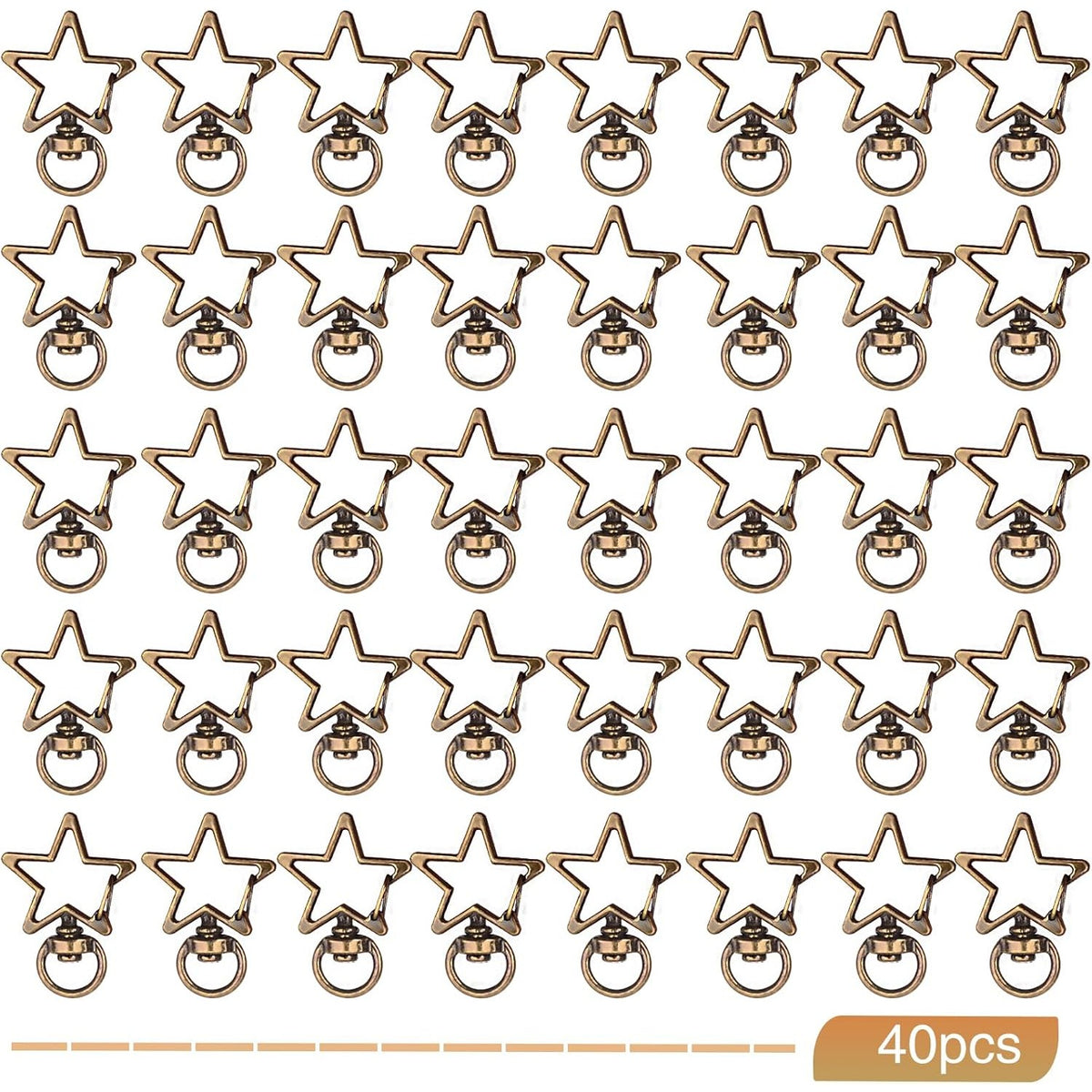 40pcs Star Shape Swivel Lobster Clasps Zinc Alloy Spring Clasp Snap Hooks Keychain Clips for DIY Keyrings Backpacks Purses Connector Accessories Supplies, Antique Bronze