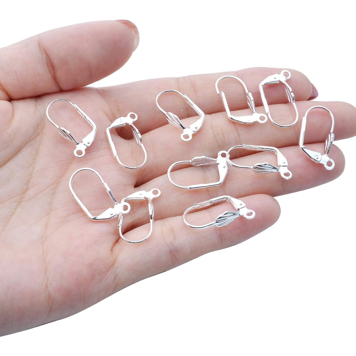 Hypoallergenic Earring Hooks, 100pcs Brass Leverback Shell Earrings French Hook Ear Wire with Open Loop for Jewelry Making, 2 Colors